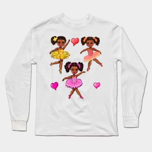 Little girl gifts under 10. Children’s African American Dance Ballet Ballerina Dancing gifts for little black girls Long Sleeve T-Shirt